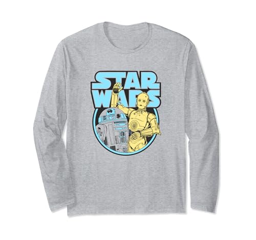 T-shirt Star Wars manches longues vêtement imprimé imprimé C-3PO R2-D2 logo
