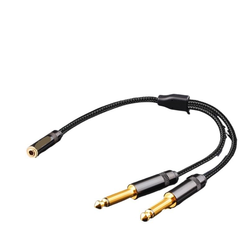 Cavo sdoppiatore audio da 3,5 mm a 6,5 mm, femmina da 3,5 mm a 2 maschi da 6,35 mm, cavo splitter audio per cuffie e adattatore PC