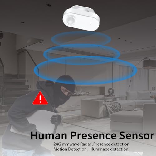 Image of Haozee Sensor for Human Presence, 24G Radar MMWave | Motion Alarm, High Sensitivity Radar Detection, Historical Recording, Zigbee Hub Required, Battery Operated
