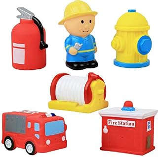 Click N' Play 6 Piece Fire Station Action Figure Play Set Soft Vinyl