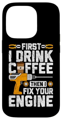 最初にコーヒーを飲み、次にエンジンを修理します スマホケース iPhone 14 Pro 用