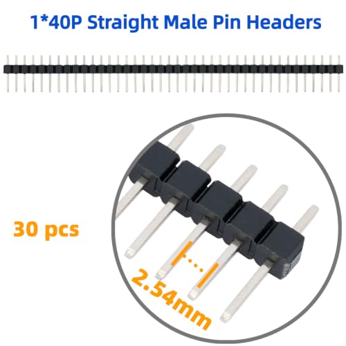 Image of 30 Pcs Header Pins 2.54 mm Straight Male Connector for PCB Breadboard