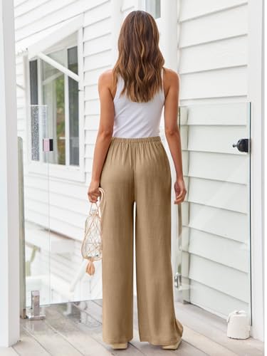 Image of LILLUSORY Linen Wide Leg Pants Womens Palazzo Flowy Beach Vacation 2026 Summer Spring Fashion Outfits Clothes Clothing Trendy Skirts Cute Resort Wear Cruise High Waisted Boho Travel Trousers Pockets