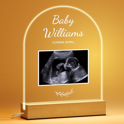 IOUMAM Personalized Mom to Be Gift, Custom Ultrasound Picture Frames Night Light, Pregnancy Announcement, Mother's Day Gifts for Mom from Daughter Son, Custom LED Photo Acrylic Plaque