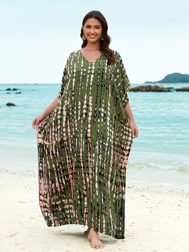 Image of Kaftan Dresses for Women Plus Size Bathing Suit Cover up Caftan Maxi Beach Dresses