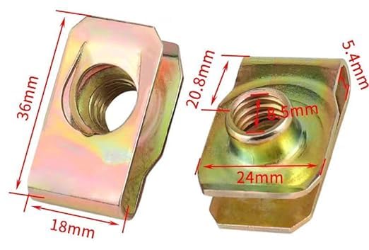 Dado convesso universale a forma di U, 10 pezzi, clip di fissaggio M10
