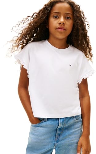 Tommy Hilfiger Essential Top SS KG0KG08970 - Camiseta para niña, Color Blanco (Blanco), 16 años, Blanco (Blanco), 16 años
