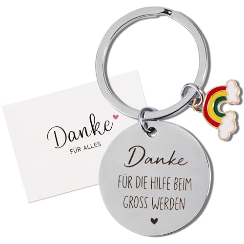 BETESSIN Abschied Kita Schl&uuml;sselanh&auml;nger f&uuml;r Erzieherin -Danke f&uuml;r die Hilfe beim Gross werden- Metall Charms Kindergarten Abschiedsgeschenk f&uuml;r Erzieherin Tagsmutter