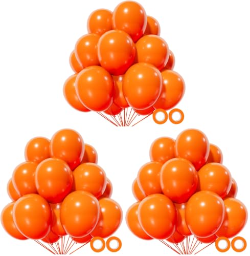 Image of 110pcs Orange Balloon 12 inch, Orange Latex Balloons for Birthday Party Baby Shower Wedding(with 2 Ribbons). (Pack of 3)