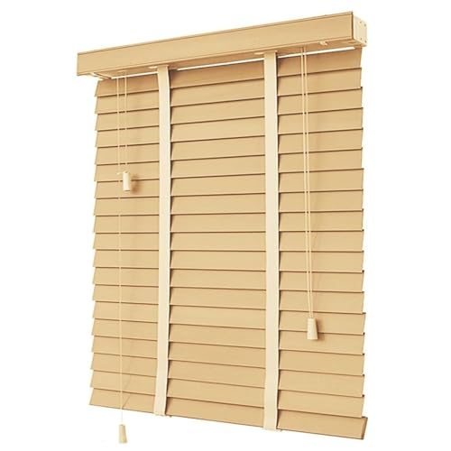 Persiana Veneciana de Madera de Interior persiana de Madera, Horizontales Lamas de 50 mm Color Madera, marrón, Negro, Persianas Venecianas para Oficina Casa