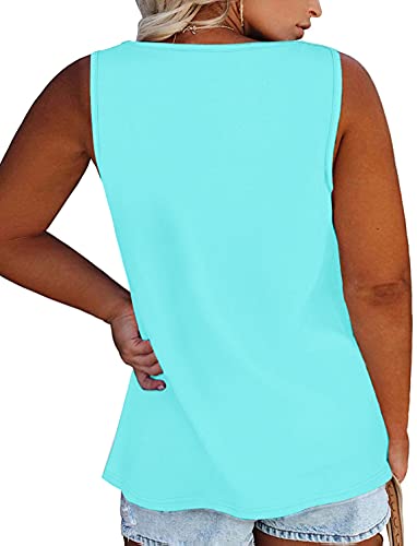 Image of Womens Plus Size Tank Tops Summer Button Down Henley Shirts Sleeveless Tops