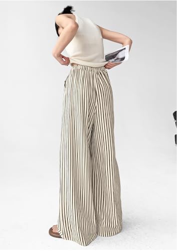 Women Y2K Striped Cargo Pants High Waist Elastic Wide Leg Baggy Trousers Trendy Streetwear for Teens Parachute Casual2