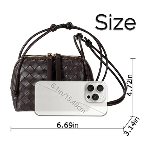 JYG Woven Crossbody Bags for Women PU Leather Handwoven Shoulder Bag Mini Clutch Purses with Adjustable Strap 20252