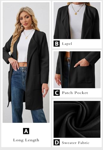 Image of Alaster Queen Women's Open Front Knit Long Fall Sweater Cardigan Coatigan
