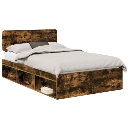 Genérico Estructura de Cama con cabecera Roble Ahumado 120 x 190 cm,Mobiliario,Camas y Accesorios,Camas y somieres-3412109