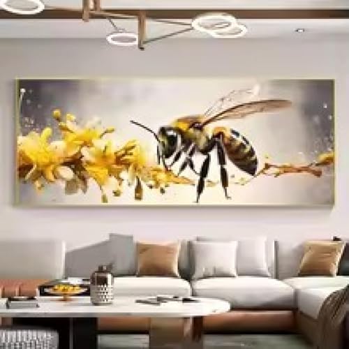 Affiche abeille aquarelle 30x90cm avec cadre noir pour la décoration murale du salon