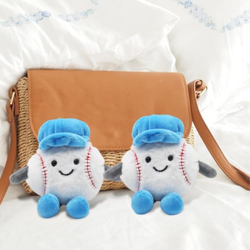 TUSAUW 4 Pcs Cute Baseball Stuffed Keychain, Baseball Stuff Soft Sports Stuffed Plush Pendant Gift for Bag Charm Volleyball Party Favors