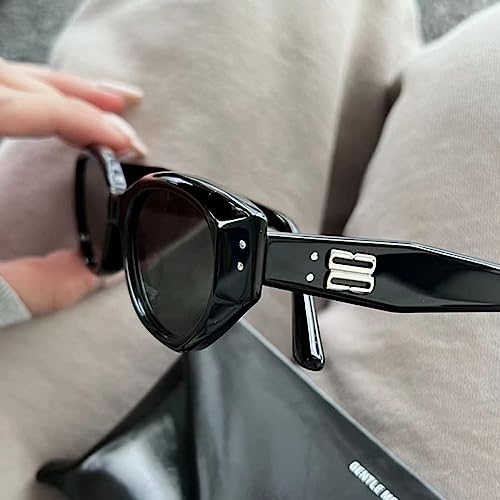 Small Oval Cat Eye Sunglasses Women B Letter Sun Glasses Men Black Shades UV400 Eyeglasses3
