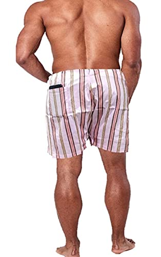 Image of Men's Lattha Traditional Pure Cotton Underwear aka Patta wala Janghiya, Dhari wala / Striped Undergarment, Khadi Latthe Ka Jangia, Nicker,Chaddi; Nade wala kachha with wide Miyani /Asan & Back Pocket & Drawstring /Nada