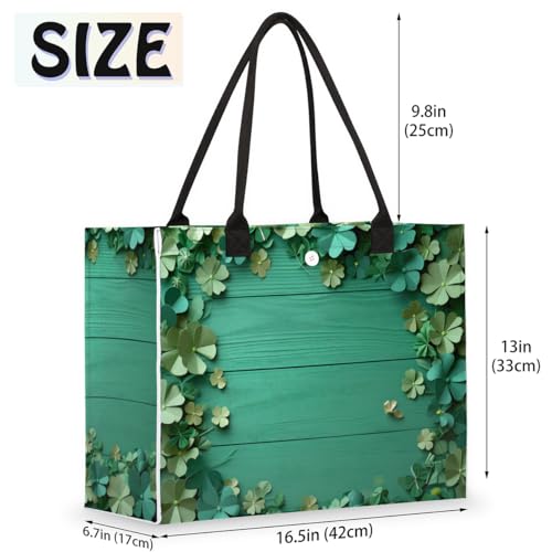 Four-leaf Clover Green Tote Bag for Women Large Beach Bag Reusable Tote Bags for Work Travel Beach Shopping2