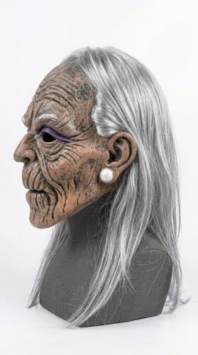 Generic Old Man Witch Mask with Grey Hair - Image 6