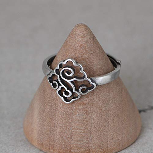 Retro hollow us cloud pattern s925 anneaux en argent ajustable - 5