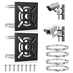 2 PCS Universal Vertical Pole Mount for Bracket CCTV Cameras, Metal Mounting Bracket Square Camera Mounting Pole Mount Brackets with 4 Loops 16 Screw Holes for Outdoor Wall Mounted Camera