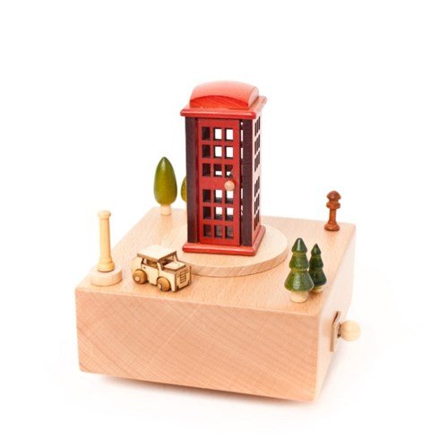 London Phone Booth Hardwood Music box
