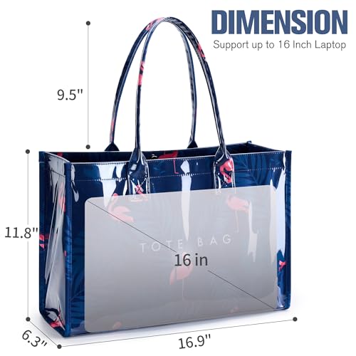 Image of KALIDI PVC Tote Bag Women's Kraft Paper Work Handbags Purses with Top Handle