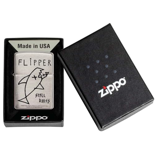 Encendedor Zippo Flipper Cromo Cepillado miniatura 2