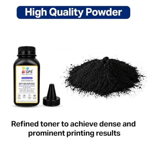 Image of GPS SP100 Toner Refill Powder Compatible for Ricoh SP100, SP111, SP111SU, SP200, SP210SU, SP310DN | Black | Pack of 4 (100g x 4) | Page Yield: 6,000 Pages Total