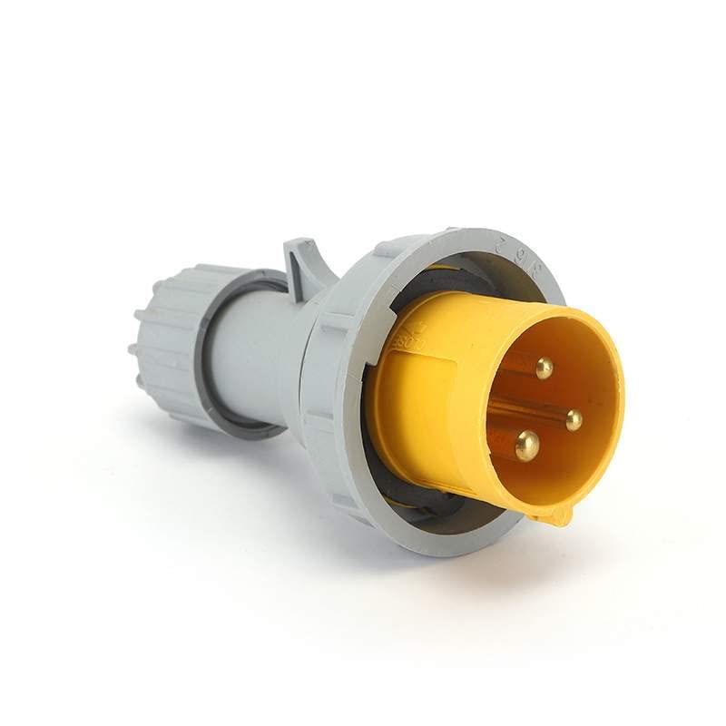 IEC60309 Waterproof CEE Industrial Yellow Connector Plug 3Pin 16A 110V-130V 2P+E IP67 Cable Mount