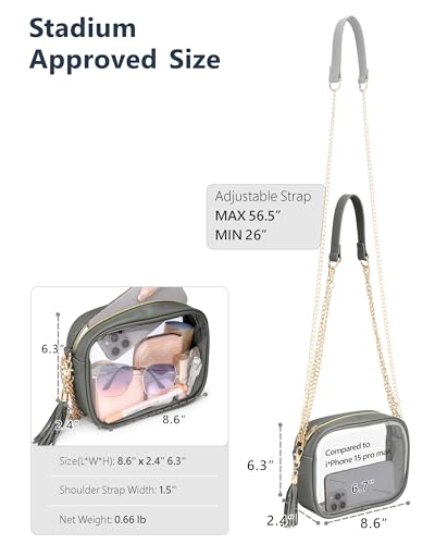 Image of PACKISM Clear Bag for Stadium Events - Clear Purses for Women Transparent Crossbody Messenger Bag for Concerts Game Day