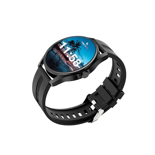 Image of Nervfit Intense Round dial Smartwatch with 1.39 inch Super HD Display, Bluetooth 5.2 Calling, IP68 Water Resistance, Heart Rate & BP Monitoring, Sleep Tracking, and 30-Day Standby - Midnight Black