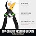 Ultra Sharp Japanese Steel Pruning Shears - Cuts 3X Easier, Weak Hand Arthritis Clippers, Rust-Resistant Titanium Coated Pruner, Effortlessly Cuts 3/4 Inch