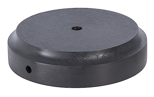 Image of B&P Lamp Modern Style Round Wooden Lamp Base with Tapered Edge, 7 1 /2 Inch by 8 1 /4 Inch Bottom by 1 1 /2 Inch Height, Waxed Black Finish