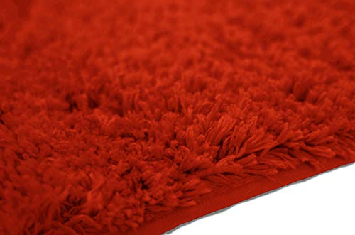 Queen Mary 3 Piece Bathroom Rug Set, Luxury Soft Plush Shaggy Thick Fluffy Microfiber Bath Mat, Countour Rug, Toilet Seat Lid Cover, Non-Slip Rubber Back, Floor Mats Water Absorbent (Red) #TOP4