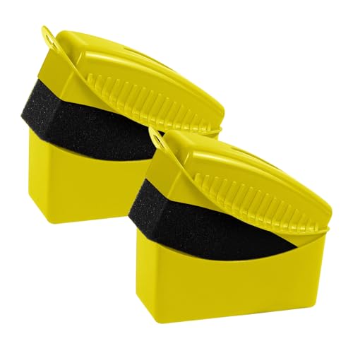 Image of 2PCS Tire Dressing Applicator, Car Tire Applicator Dressing Shine Sponge, Reusable Tire Dressing Applicator Pads with Lid, Wheel Applicator Foam for Car Detailing Cleaning (Yellow)