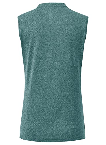 Image of BGOWATU Women's Golf Polo T-Shirts Sleeveless V Neck Collarless Tennis Shirts UV Protection Quick Dry Lightweight