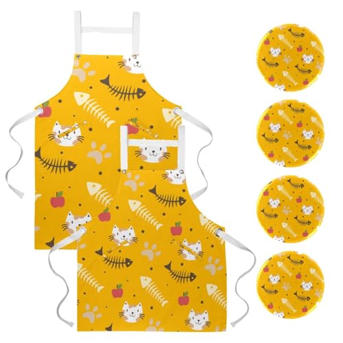 Tablier de cuisine anti-tache lot de 2 tabliers de serveuse ajustables avec broches