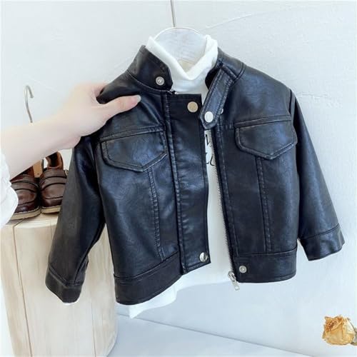 Children Motorcycle Leather Coats Kids Cool Soft Leather Jackets Long Sleeve Mock Neck Coat Jacket2