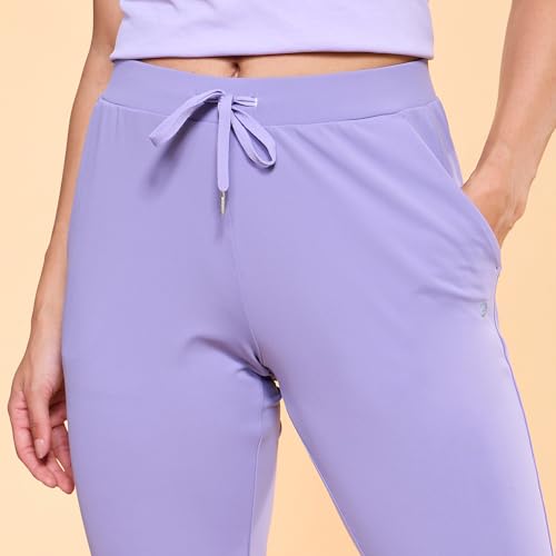 Image of Enamor Mid Rise 7 /8th Length Drawstring Closure Travel Pants for Women - Relaxed Fit, Quick Dry, Antimicrobial - E068