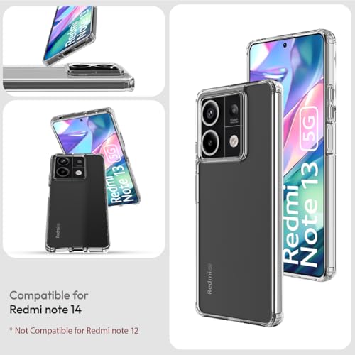Image of KAPAVER Hybrid Clear Back Cover Case for Redmi Note 13 | Protective Shockproof Hard PC Soft Flexible TPU Cover