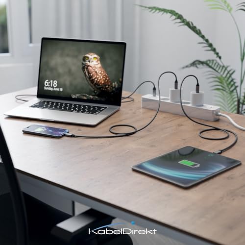 KabelDirekt – Cavo USB-C per Ricarica Veloce, Connettori Metallici + Intrecciato in Nylon, USB 2.0 – 1 m (Ricarica Telefoni/Computer Portatili con 60W, Ideale come Cavo di Carica/Dati, Nero) - Immagine 5