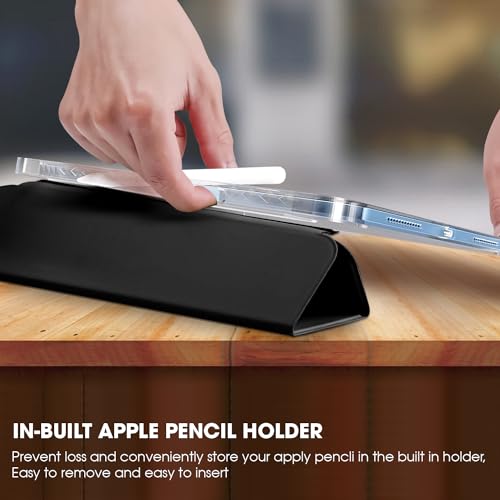 Image of GRIPP Ultra Transparent PC Back Case for iPad 10.9 inch (10th Generation, 2022), iPad 11 inch (A16, 2025), Trifold Stand, Pencil Holder, Auto Sleep /Wake - Black