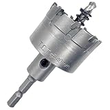 超硬 ステンレス ホールソー 耐久性 スパイラルドリル 穴あけ 電動ドリル 金属用ホルソー ホールカッタースプリング付き 【インパクトドライバー用鉄 金属 アルミなど用 DIY 穿孔 六角軸 6.35mm ケース付き】 (40mm)