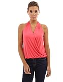 PattyBoutik Women's Drape Wrap Elastic Hem Tank Top (Coral S)