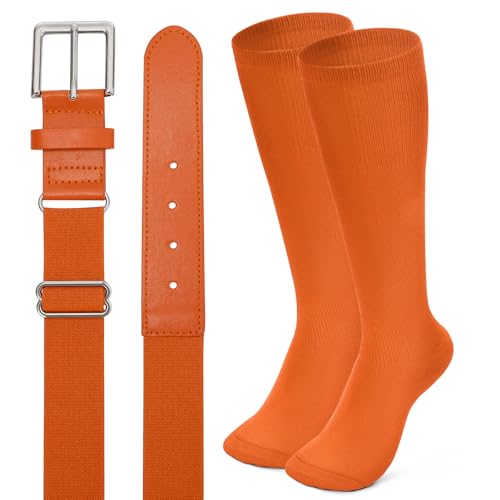 Image of XZQTIVE Baseball Softball Socks and Baseball Softball Belt Combo Set Knee-High Soccer Socks for Kids Youth Adult