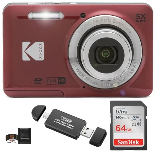 �R�_�b�N(KODAK) PIXPRO FZ55 �f�W�^���J�����Z�b�g : SanDisk 64GB SDXC�������[�J�[�h �p�\�R���E�X�}�[�g�t�H���Ή�SD�J�[�h���[�_�[ �������[�J�[�h�E�H���b�g(4�i)(���b�h)
