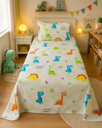 Image of COZY FURNISH Single Bedsheet Set for Single Bed, 60 x 90 Inches with 1 Pillow Cover, Soft Microfiber Cotton Fabric